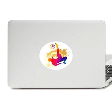 Imagem de Adesivo de notebook com emblema de vinil do jogador de futebol torcido, jogador de bicicleta, chute