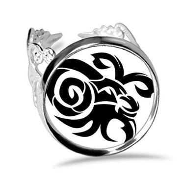 Imagem de DIYthinker Anel de noivado ajustável com símbolo do zodíaco de Capricórnio Constelação