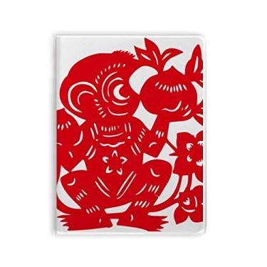 Imagem de Caderno de flores chinesas com estampa de macaco do zodíaco, capa de goma