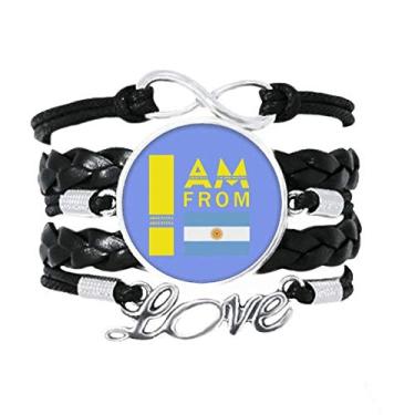 Imagem de OFFbb-USA Pulseira de presente I Am from Argentina Art Deco, acessório de amor, pulseira de couro torcido para presente