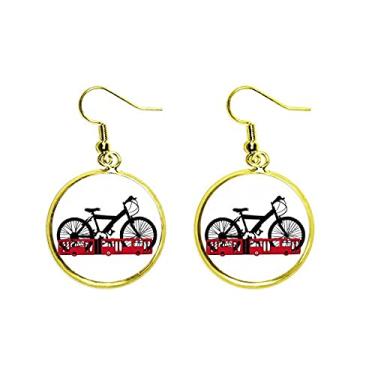 Imagem de Bus Bicycle Operation Art Deco Presente Fashion Orelha Pendente Dourado Brinco Joia Feminina