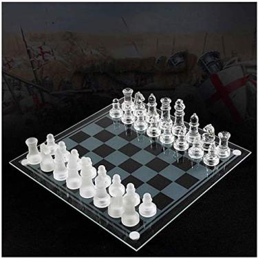 Imagem de PJPPJH Jogo de xadrez elegante K9 Glass Chess com embalagem de luta média, jogo de xadrez internacional, jogo de xadrez de vidro