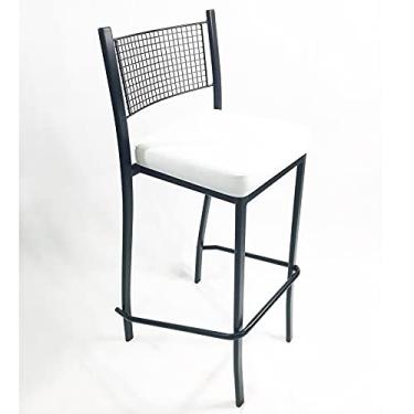 Imagem de Banqueta EMPILHÁVEL Preta altura 65cm assento branco - Poltronas do Sul