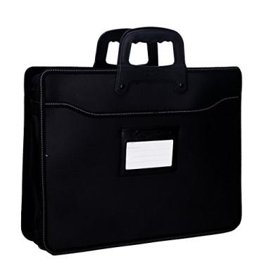 Imagem de Bolsa de negócios unissex Oxford bolsa para laptop alça superior A4 preta, Clássico, Preto com porta-cartão de visita, One_Size