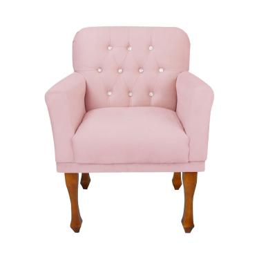 Imagem de Cadeira Poltrona Decorativa Para Quarto e Closet Anitta Corano Rosa Bebe LM DECOR