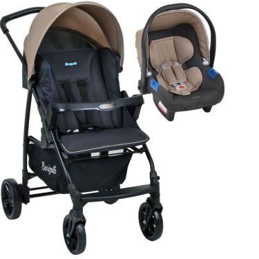 Imagem de Carrinho de Bebe com Bebe Conforto Burigotto Ecco Cinza Bege