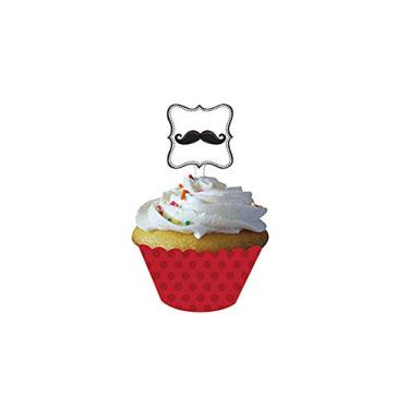 Imagem de Creative Converting Embalagem para cupcake Mustache Madness com palitos
