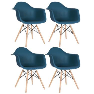 Imagem de Kit 4 Cadeiras Charles Eames Eiffel Daw Clara Azul Petróleo