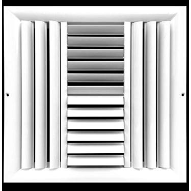 Imagem de Difusor HVAC de fonte de ar ajustável de lâmina curva de alumínio de 4 vias – Controle total da direção do fluxo de ar vertical/horizontal – Capa de duto de ventilação, 6 x 6, White