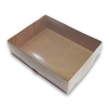 Imagem de Kit 50 Caixas com Visor de Acetato para Presente, Kraft ou Duplex Branco, 15 x 11.5 x 4 cm, Embala Cristal (Kraft)