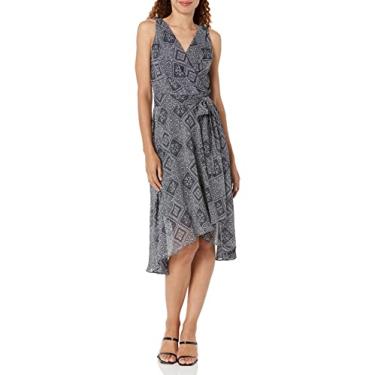 Imagem de Tommy Hilfiger Vestido feminino sem mangas sobrepeliz na cintura, Sky Capt/Ivo, 38