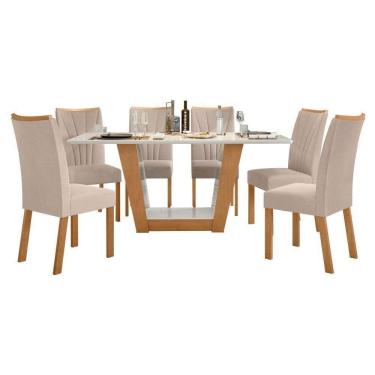 Imagem de Conjunto Mesa Apogeu 170cm Tampo Mdf/vidro 6 Cadeiras Apogeu