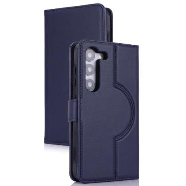 Imagem de PuRoxx Capa flip para Samsung Galaxy S23 Ultra/S23 Plus/S23, 2 em 1, capa carteira de couro destacável com compartimento para cartão, carregamento magnético sem fio, azul, S23 Ultra de 6,8 polegadas
