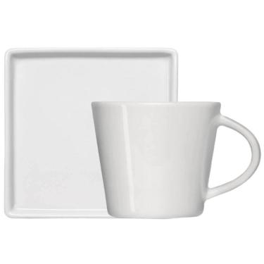 Imagem de Xícara de Café 90ml em Porcelana com Píres Quadrado Branca Germer