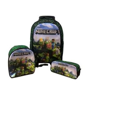 Imagem de Kit Mochila Infantil Minecraft Com Rodinha
