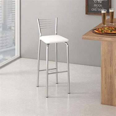 Imagem de Banqueta Cromada Barcelona 70cm B284 - Branco