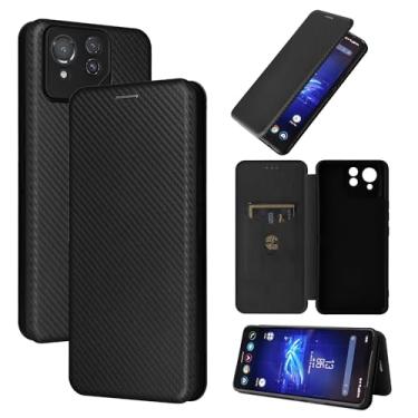 Imagem de Magnetic Carbon Fiber Flip Leather Wallet Case For Asus ROG Phone 8 / ROG Phone 8 Pro (Color : Black, Size : For ROG8 Pro)