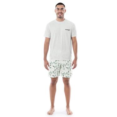 Imagem de Wrangler Conjunto de pijama de pijama masculino com shorts de algodão microlixado, Creme/cacto, X-Large