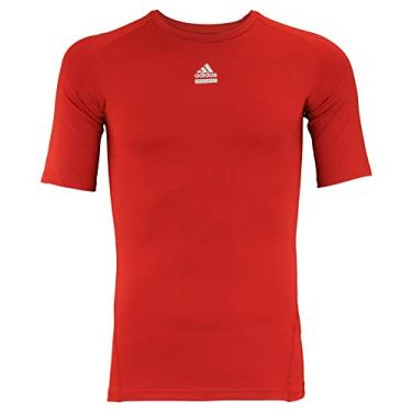 Imagem de Camiseta masculina Adidas Techfit Cut & Sew de manga curta, Power Red, X-Large