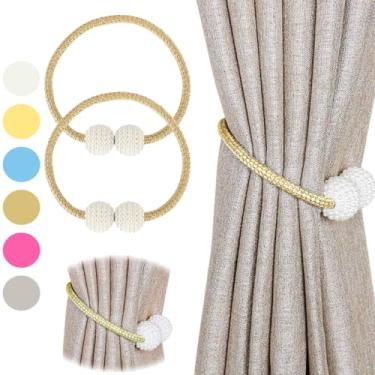 Imagem de Kit 2 Prendedor Para Cortina Magnetico Imã Abraçadeira Sofisticado Perolado (Rosa)