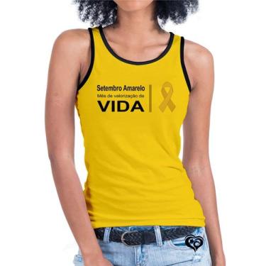 Imagem de Camiseta Regata Setembro Amarelo Feminina Blusa Vida - Alemark