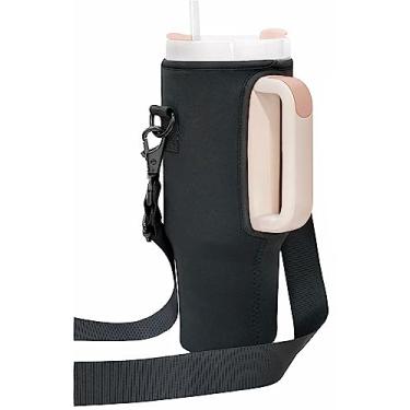Imagem de Bolsa tiracolo ajustada para copo Stanley de 1,2 l com alça, capa protetora de substituição com alça de ombro, acessórios de copo Adventure Quencher de 1,13 g (serve para H2.0 FlowState com tampa de canudo (neoprene)