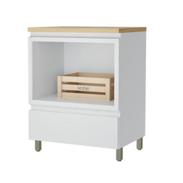 Imagem de Balcão p/Forno e Microondas Nesher Rainha Mdf Branco Marrom