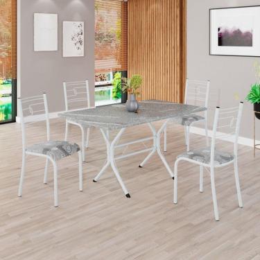 Imagem de Conjunto Sala de Jantar Mesa Retangular 120x75cm Tampo Granito Topázio 4 Cadeiras Paraty Paraopeba / Branco