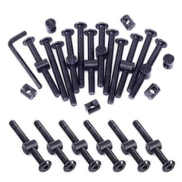 Imagem de Swpeet 51 peças de parafusos pretos M6 × 60 mm para berço, cabeça sextavada, parafuso para cama e barril com 1 chave Allen perfeita para móveis, berços, parafusos (M6 x 60 mm)