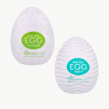 Imagem de KIT Duplo EGG's Ovo Mastubador Estimulo Sexshop Flexivel WAVY & CLICKER