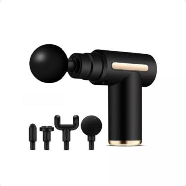 Imagem de Mini Massageador Elétrico Muscular De Fisioterapia Recarregável Pistola Massageadora Corporal Portatil 6 Velocidades 4 Ponteiras de Massagem Relaxante (Preto)