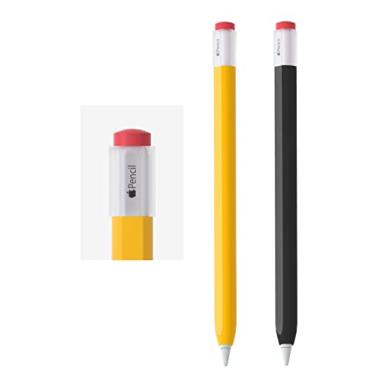 Imagem de Pacote com 2 estojos de silicone compatíveis apenas com Apple Pencil de 2ª geração, acessórios da capa, suporte protetor de pele (deve ler instruções de instalação) [amarelo, preto]