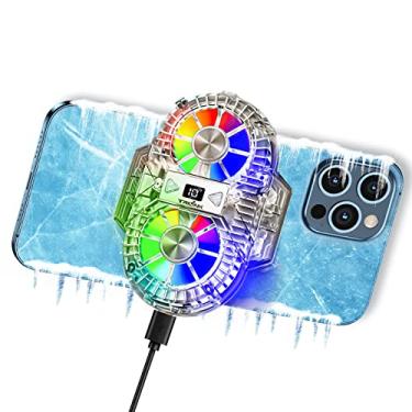 Imagem de TRILINK Cooler de telefone para jogos com ventiladores duplos de resfriamento - Tecnologia avançada de resfriamento de telefone - LEDs RGB - Ultra-silencioso - Função de saída - Display de temperatura