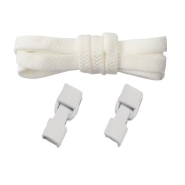 Imagem de Elastic Laces Sneakers Hook Locks Shoelaces Without Ties Wide Flats Creative No Tie Shoe Laces Kids Adult Shoelace (Color : All White)