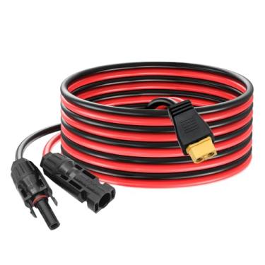 Imagem de VIKKSAER Cabo de extensão de carga solar para XT60 de 12AWG 3 m, conector de painel solar para XT60, cabo adaptador para bateria LiFePO4, estação de energia portátil RV e gerador solar (12AWG 3 pés)