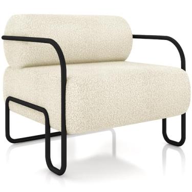 Imagem de Poltrona Decorativa Pés Industrial Moscou K01 Bouclê Creme - Lyam Decor