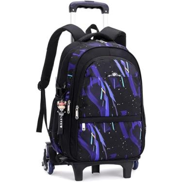 Imagem de Mochila rolante para subir escadas bagagem mochilas escolares mochilas infantis com 6 rodas rolantes-D