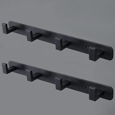 Imagem de Vanloory Cabideiro, 4 cabides triplos de aço inoxidável resistente, ganchos de parede montados na parede, gancho de roupas rústicas/trilho de gancho para chave para banheiro e cozinha (2 unidades, 4
