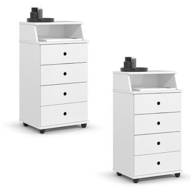 Imagem de Conjunto de 2 Mesa de Cabeceira Luxo II New com 4 Gavetas