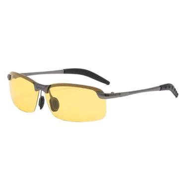 Imagem de 2024 Óculos de sol fotocromáticos masculinos Óculos de sol polarizados de metal para visão noturna masculina, óculos de sol para dirigir, pescar, equitação, feminino, preto, amarelo, polarizado