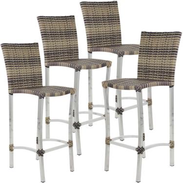 Imagem de 4 Banquetas Alta Cannes em Alumínio para Cozinha Bar Edícula