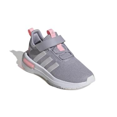 Imagem de adidas Tênis infantil unissex Racer Tr23 (criança pequena), Cinza Glória/Rosa Brilhante/Preto, 18