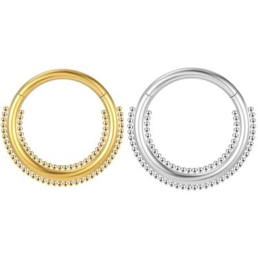 Imagem de Piercing Helix Conch Septo Daith Argola Clik Aço Cirúrgico Pvd Com Detalhes 1.2x6/8/10 (Dourado, 8mm)