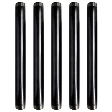 Imagem de Supply Giant Tubo de aço preto de 1,27 cm x 122 cm, encaixe maleável rosqueado de meia polegada para montar móveis vintage DIY (pacote com 5)