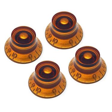 Imagem de Vintage Forge Campainhas âmbar compatíveis com guitarra elétrica Epiphone Les Paul Import (conjunto de 4) serve para 18 panelas de eixo dividido Alpha com estrias grossas (métricas) embutidas RB18M-AM4
