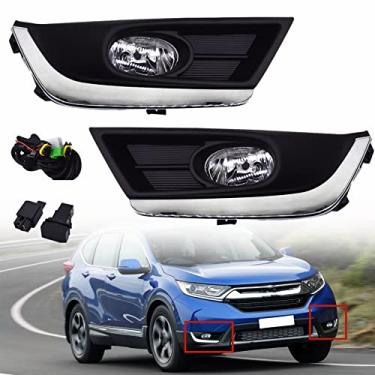 Imagem de munirater Conjunto de 2 faróis de neblina com moldura cromada e kit de fiação de lâmpadas, substituição do lado esquerdo e direito para Honda CR-V CRV 2017 2018