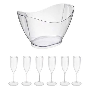 Imagem de Kit 1 Champanheira E 6 Taças De Champanhe (Cristal)