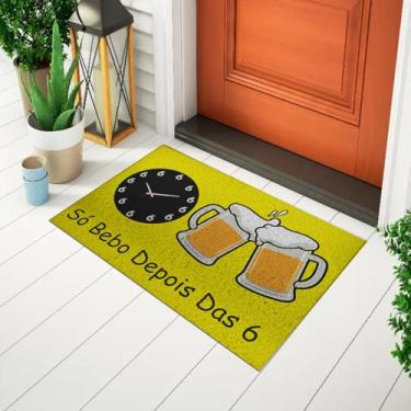 Imagem de Capacho Divertido e Criativo Tapete Para Porta Decorativo Frase - Só Bebo Depois Das 6 Ca220