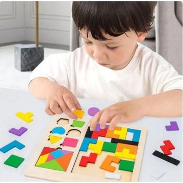 Imagem de Brinquedo Divertido Montar Tetris Tangram 3 Em 1 Vertical
