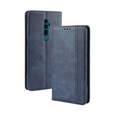 Imagem de Capa para Oppo Reno 1X Zoom, carteira de couro com suporte flip para Oppo Reno 1X Zoom, capa magnética retrô para celular, capa carteira com compartimentos para cartão